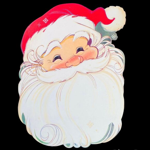 Hallmark Other - Vintage Hallmark  Christmas Santa Claus Die Cut Head 1977  Cardboard Wall Decors